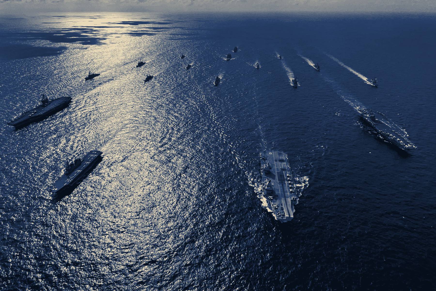 An allied carrier strike group in formation